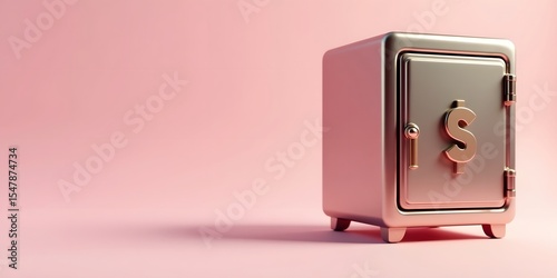 3D Metallic Safe with Dollar Symbol – Finance and Security Concept Illustration