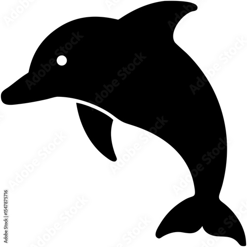 Silhouette vector illustration of a dolphin isolated on white background