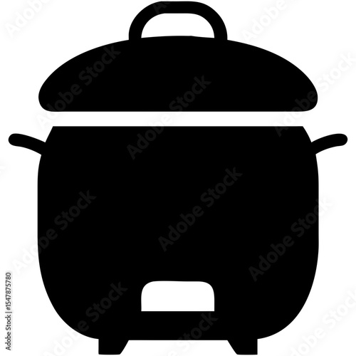 Cooking pot vector illustration cast iron pot isolated kitchenware with handle and boiling water