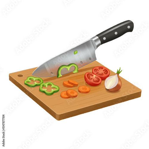 cutting vegetables on a cutting board