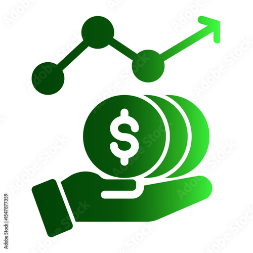 Profit Growth Icon Solid Gradient Style for Business Income and Financial Success.