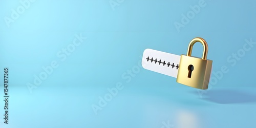 3D Password Protection Icon – Secure Login Concept with Lock
