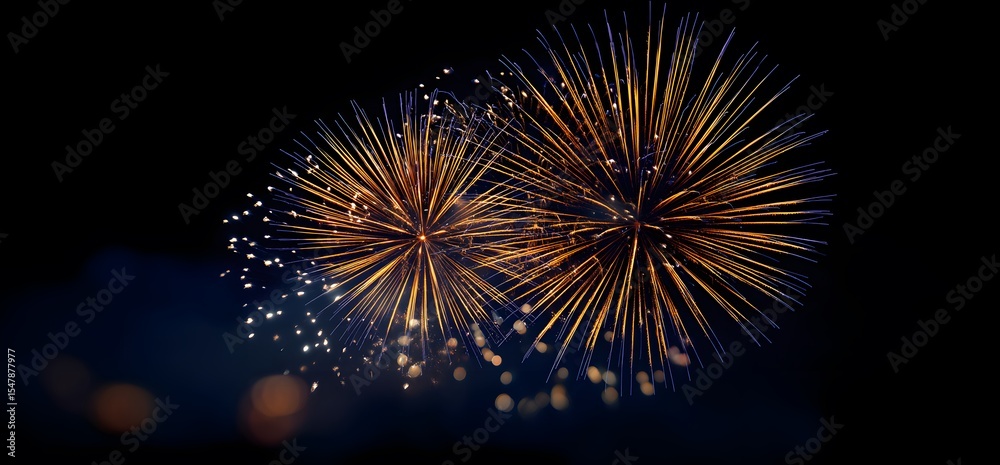 Obraz premium 8k fireworks in the night sky, against a dark blue background.