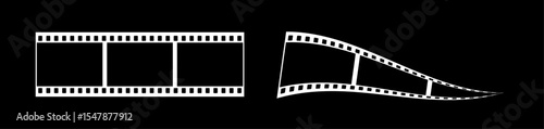 35mm film strip vector design with 3 frames on black background. White film reel symbol illustration to use for photography, television, cinema, photo frame.