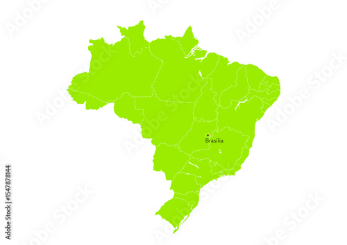 世界の地図より、ブラジル連邦共和国の地図　(Map of Brazil)
