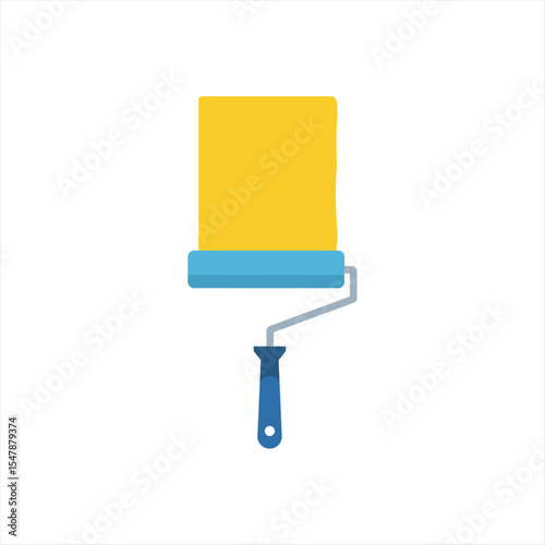 paint roller and brush on white background 02