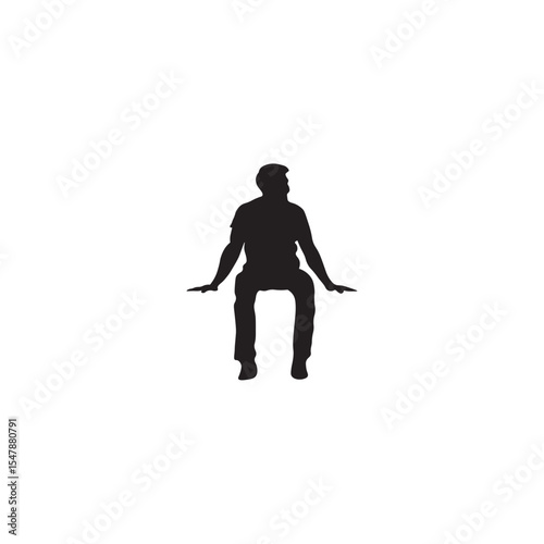 Silhouette of a man sitting relaxed vector illustration isolated on white background