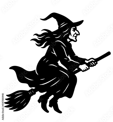 Witch Flying on a Broomstick