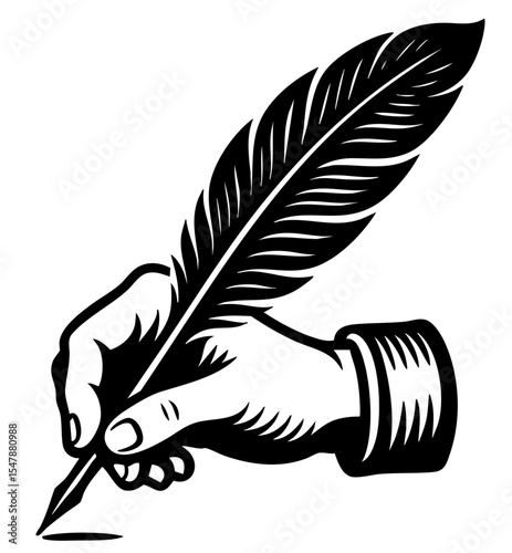 hand writing with a feather