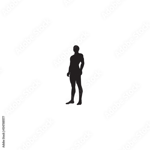 Athletic man silhouette illustration strong bodybuilder athlete standing vector graphic