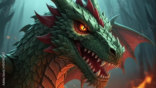 Green Dragon Fantasy Art Fierce Creature of Myth and Legend