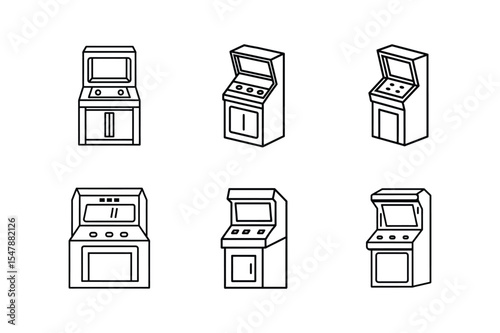 arcade machine icon line art vector illustration