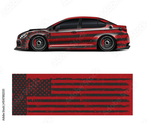 American Flag Decal Design for a Racing Car
