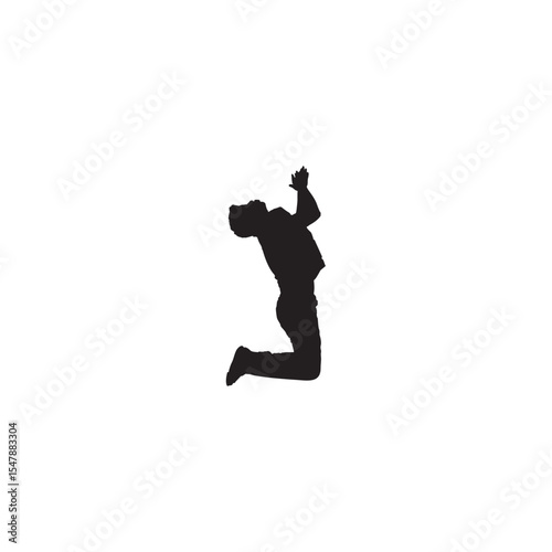 Silhouette of a man kneeling in prayer or intense supplication against white background