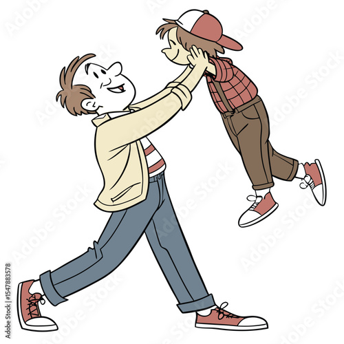 Father lifting son in the air (1)