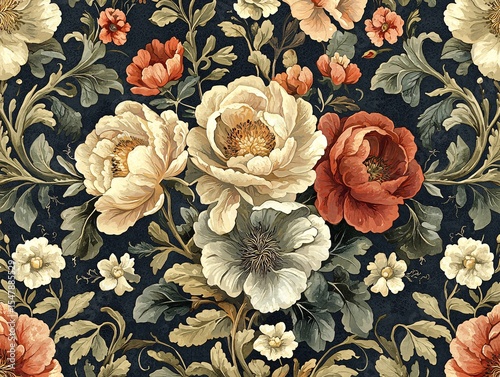 Retro floral pattern wallpaper