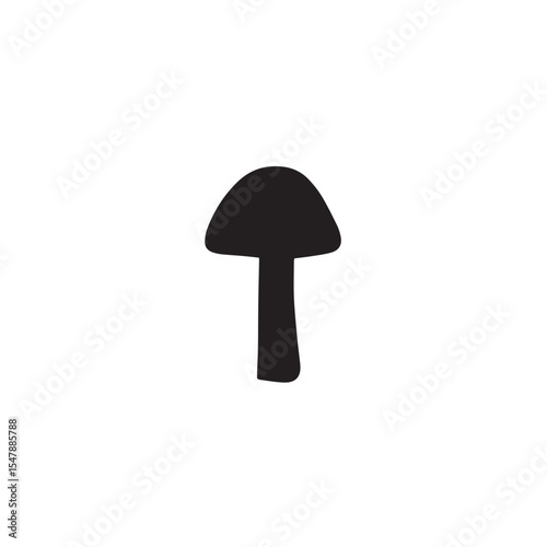 Simple black mushroom silhouette vector illustration on white background element