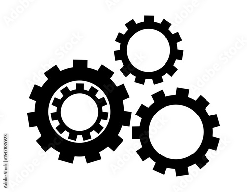 Gears icon on transparent background, flat line design, vector illustration
