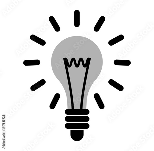 Bulb Lamp icon on transparent background, flat line design, vector illustration