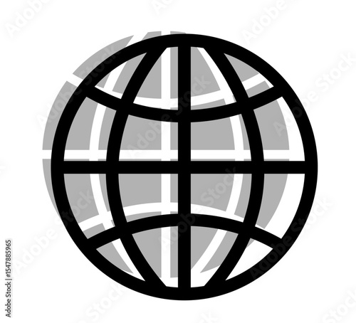 Globe icon on transparent background, flat line design, vector illustration