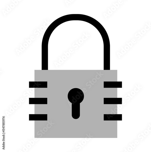 Lock icon, on transparent background, flat line design, vector illustration