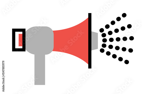 Megaphone icon, on transparent background, flat line design,  vector illustration