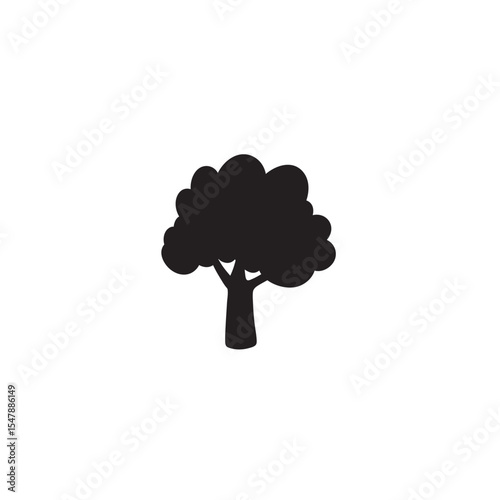 Simple black silhouette of tree illustration icon isolated on white