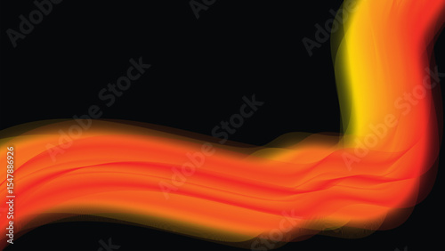 Vibrant fiery orange and yellow abstract waves on black background
