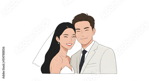 Couple getting married minimalist illustration