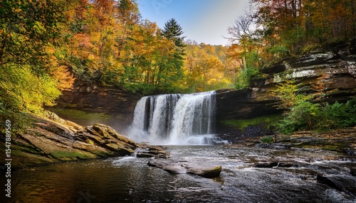 west virginia waterfall in early autumn