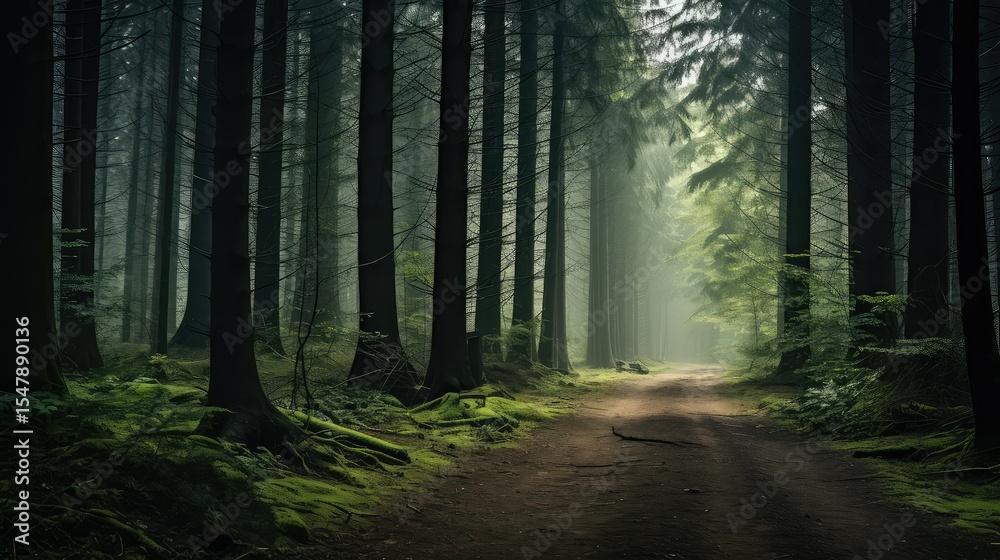 Obraz premium forest foggy trees