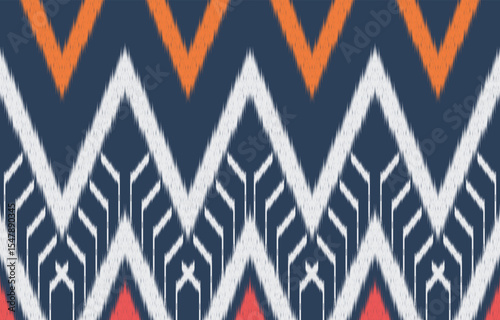 Geometric ethnic oriental ikat seamless pattern  color oriental. Aztec ornament print. Design for background ,curtain, carpet, wallpaper, clothing, wrapping, Batik, vector illustration.