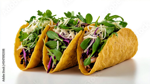 Tasty homemade tacos filled with fresh greens and savory meat on a bright kitchen table