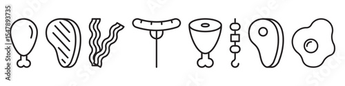 Food lline icon symbol set