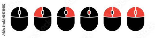 Computer mouse icons with buttons set
