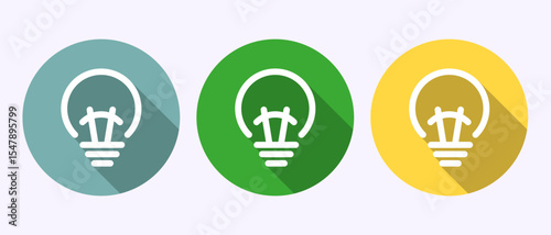 Electric light bulb icon design illustration, Creative idea icon sign symbol in shadow button design