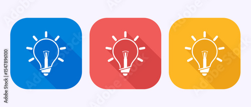 Electric light bulb icon design illustration, Creative idea icon sign symbol in shadow button design