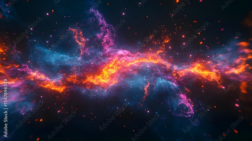 Fototapeta premium Nebula, Space, Cosmos, Fiery Nebula in Deep Space