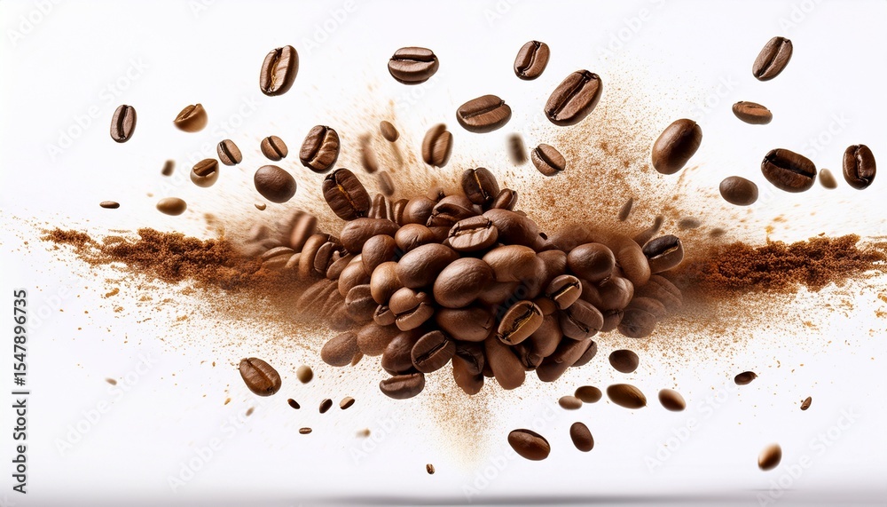 Obraz premium coffee bean explosion on white background