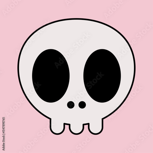 Minimalist Cute Skull Vector Illustration on Pink Background