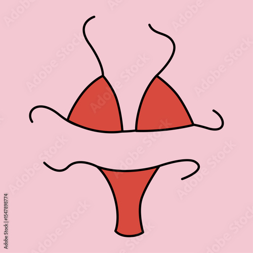 Minimalist Red Bikini Icon Summer Pool Beach Seaside Fashion Swimsuit