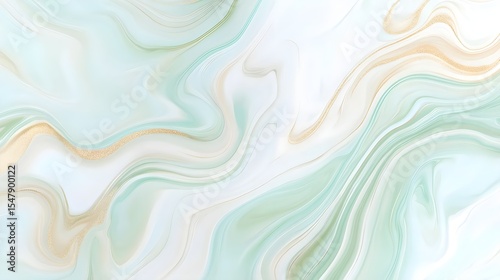Abstract, Background, Marble, Abstract Mint Green and Gold Marble Texture