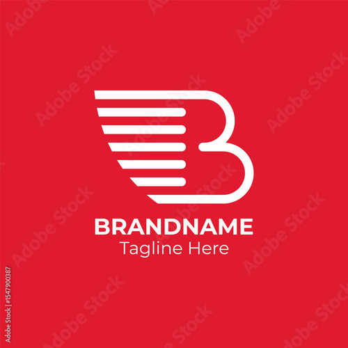 Initial letter B logo and wings symbol. Monogram B with wings logo design inspiration.