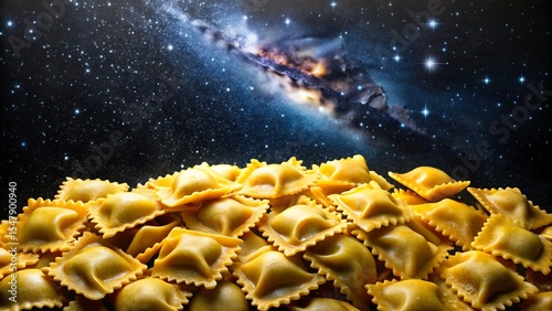 Ravioli Pasta Against Galaxy Backdrop