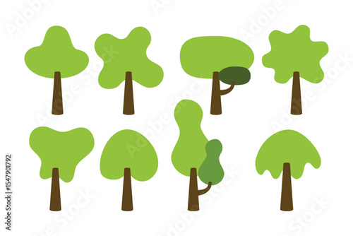 Collection of trees. tree set isolated on white background. vector illustration