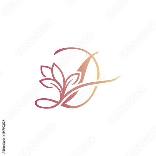 Elegant Floral Letter D Logo Design – Beauty Monogram Vector