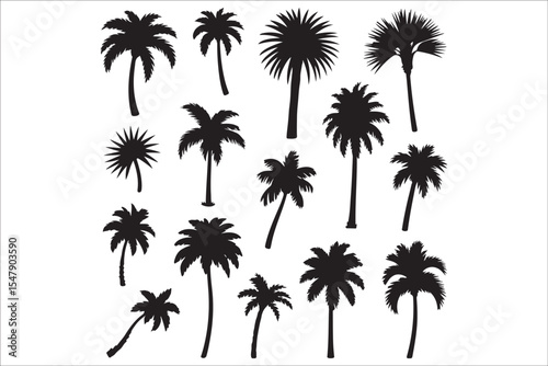 Beach Silhouette Bundle – Tropical Summer Vector Set with Palm Trees, Surfers, and Sunset Scenes

