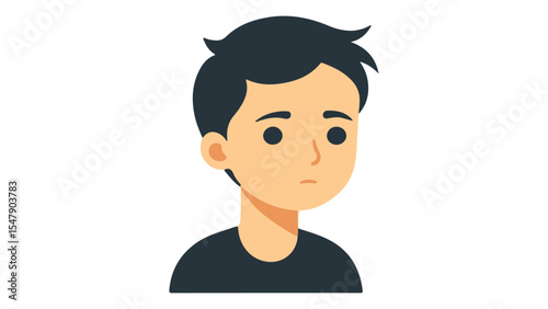 simple icon of a boy with sad expression vector illustration