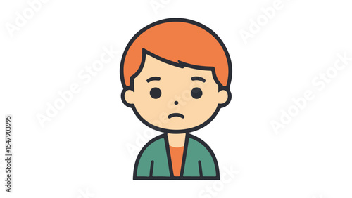 sad person with orange hair icon, cartoon shape of a sad character with orange hair
