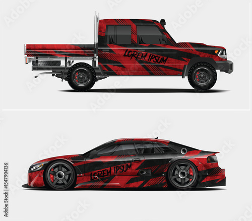 Red and Black Car and Truck Wrap Designs